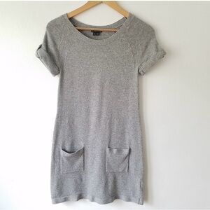 THEORY Candace 100%  Cashmere Grey Short Sleeve Pockets Sweater Dress Small